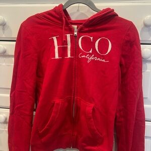 Vintage Y2K Red Hollister Co. zip-up hoodie #